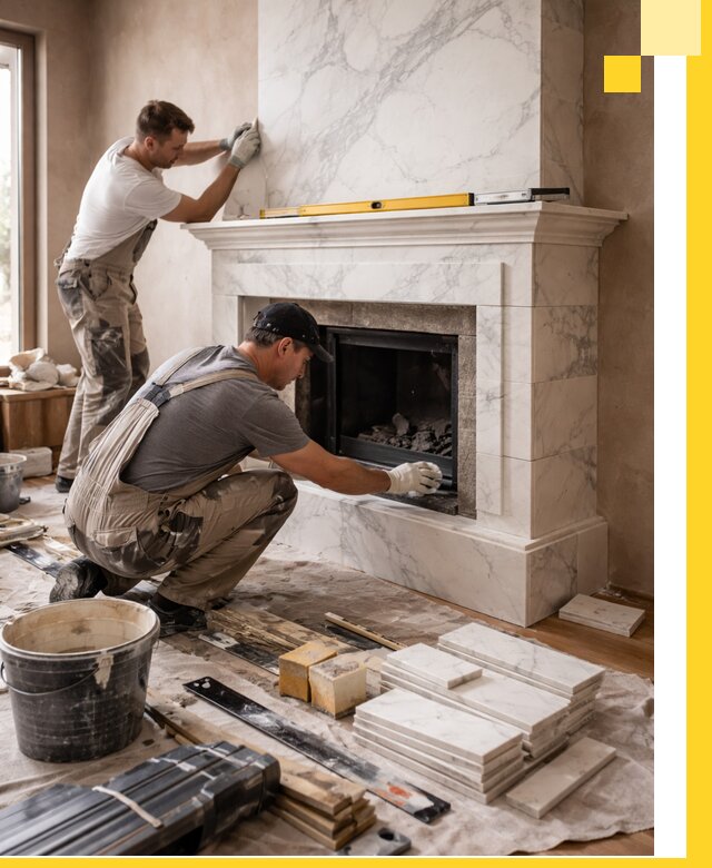 Отделка каминов в Ефремах качественные облицовочные работы