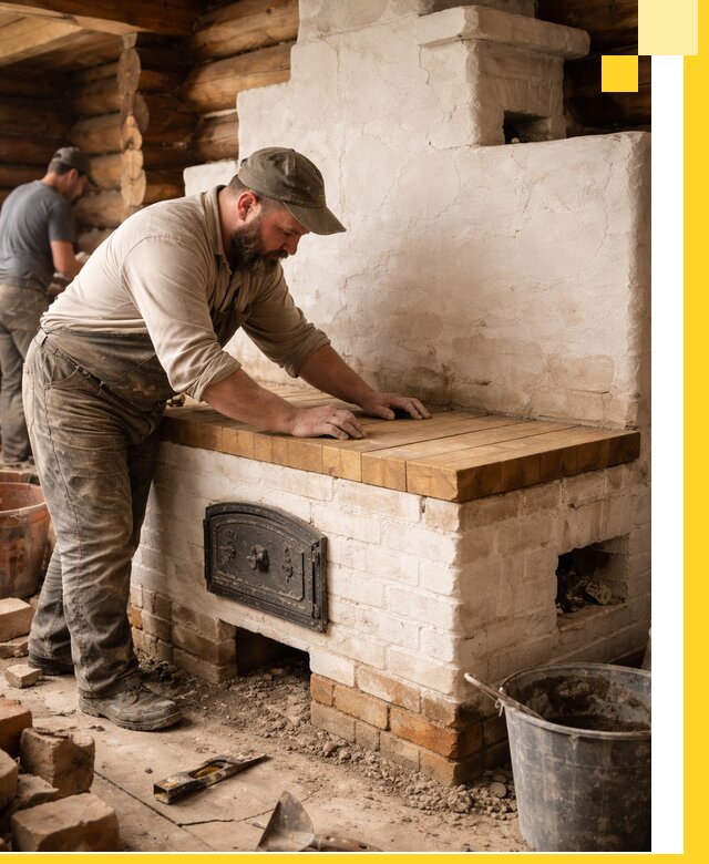 Проектирование и установка русской печи с лежанкой в Ефремах