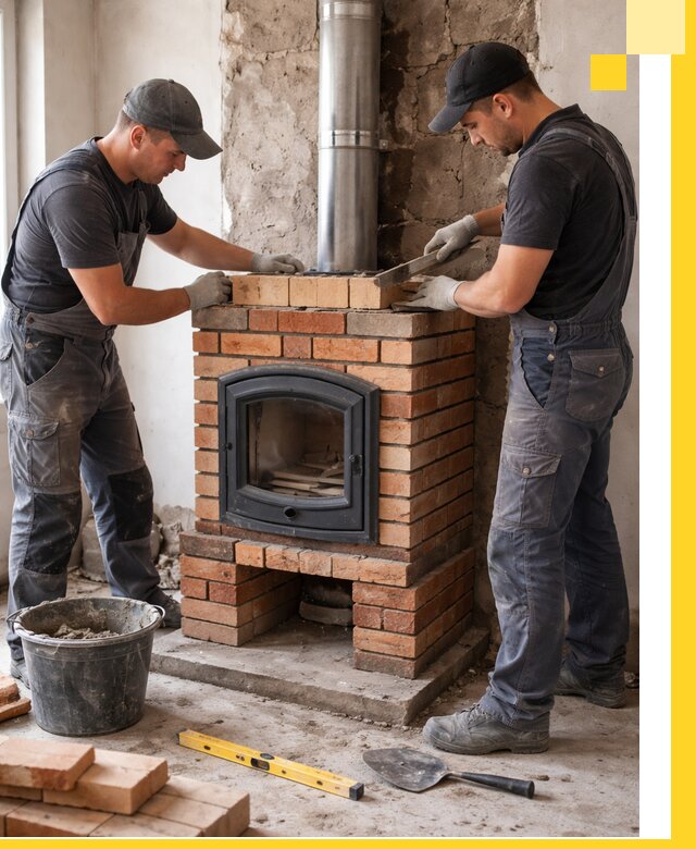 Монтаж печи камина под ключ в Ефремах с гарантией и пусконаладкой