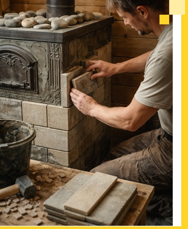 Облицовка банных печей в Ефремах профессиональная отделка