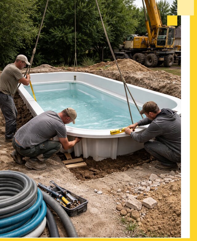 Установка и монтаж композитных бассейнов под ключ в Ефремах