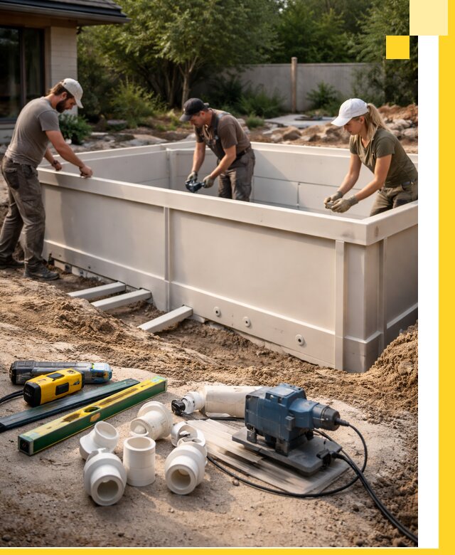 Установка полипропиленовых бассейнов под ключ в Ефремах