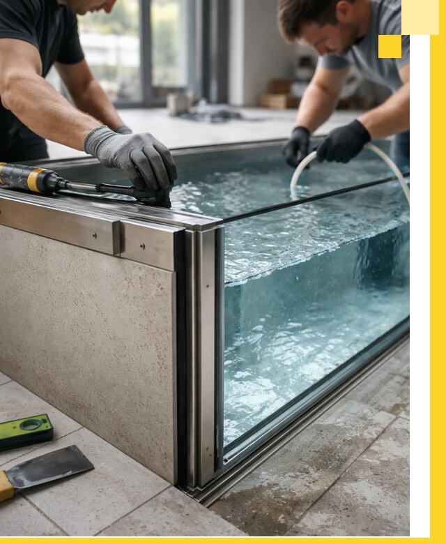 Проектирование и монтаж стеклянных бассейнов в Ефремах