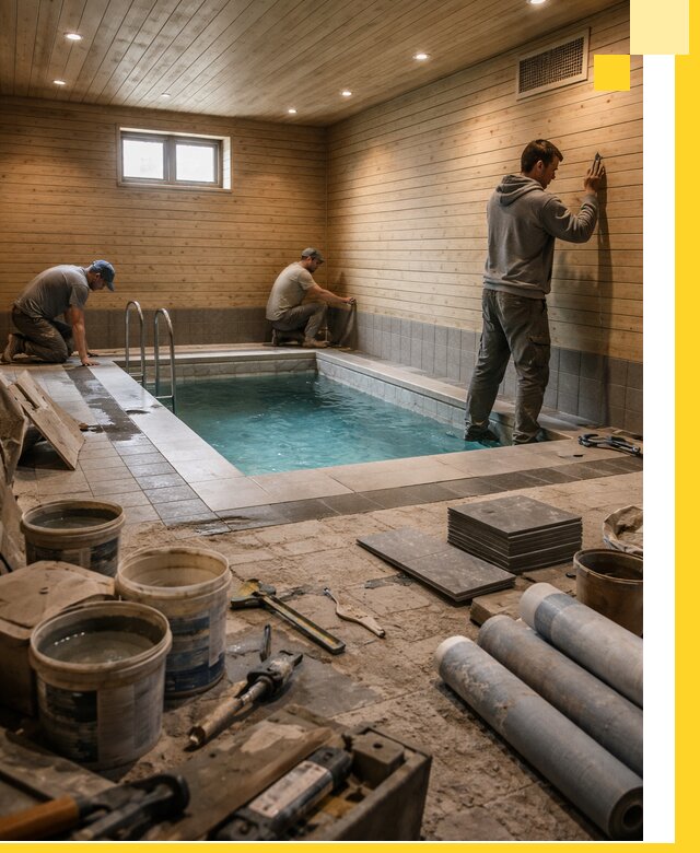 Строительство бани с бассейном и сауной под ключ в Ефремах