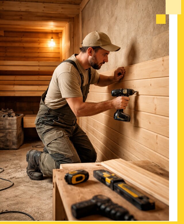 Профессиональная внутренняя отделка бани в Ефремах под ключ