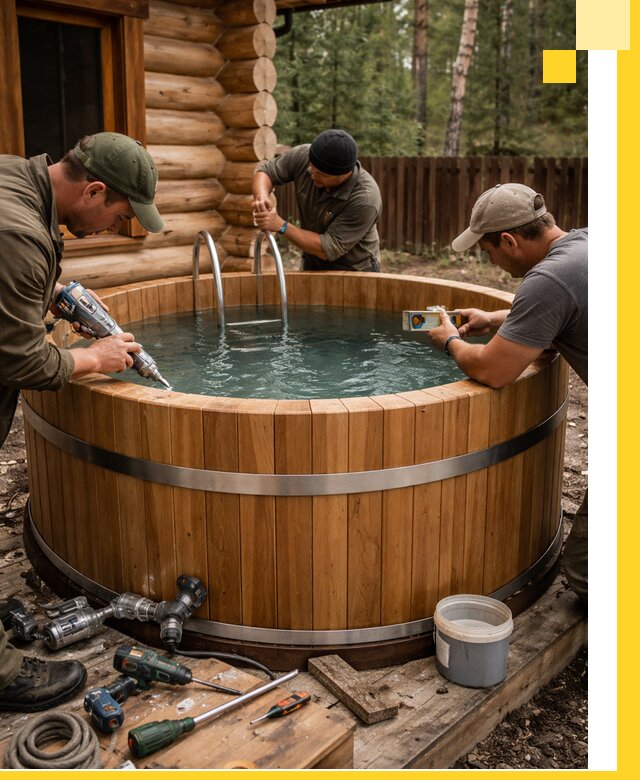 Строительство бань с купелью под ключ и отделкой в Ефремах