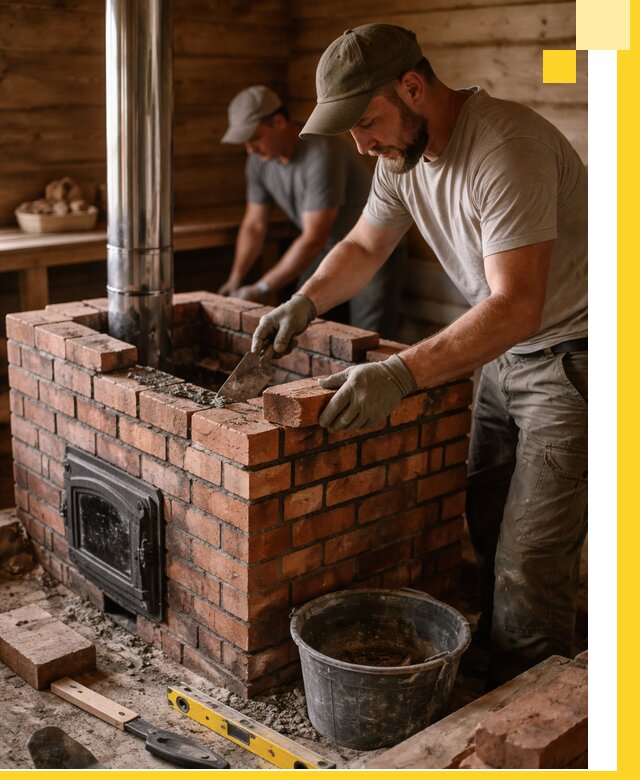 Кирпичные печи для бани под ключ в Ефремах, проект и монтаж