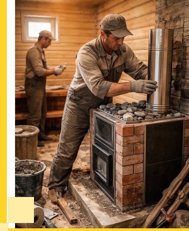 Монтаж печи в бане под ключ в Ефремах от 20490 р. | ЭриданФрм