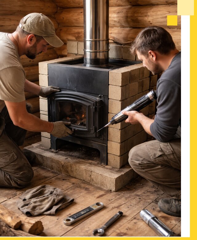 Монтаж и установка печи в бане под ключ с гарантией в Ефремах