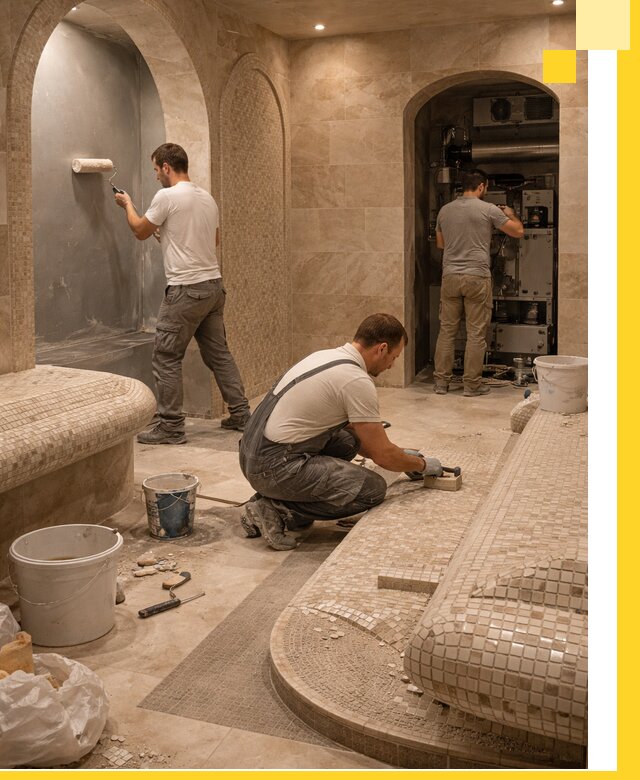 Строительство бани с хамамом и бассейном под ключ в Ефремах