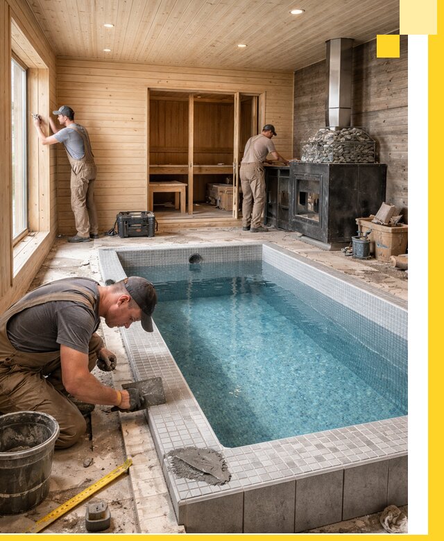 Проект бани с бассейном и сауной в Ефремах под ключ