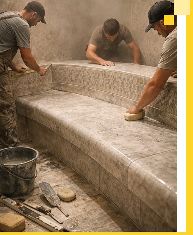 Изготовление и установка сидений для хамама в Ефремах