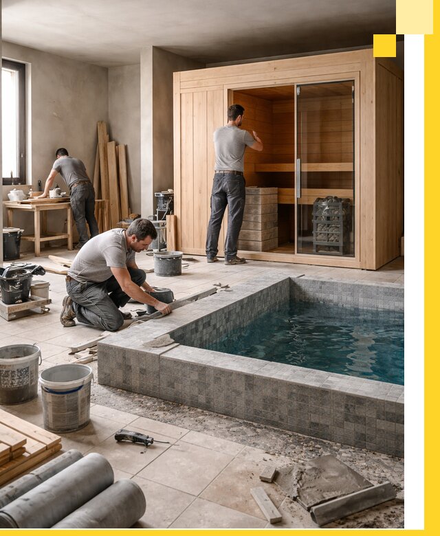 SPA зоны под ключ с бассейном сауной и печью в Ефремах